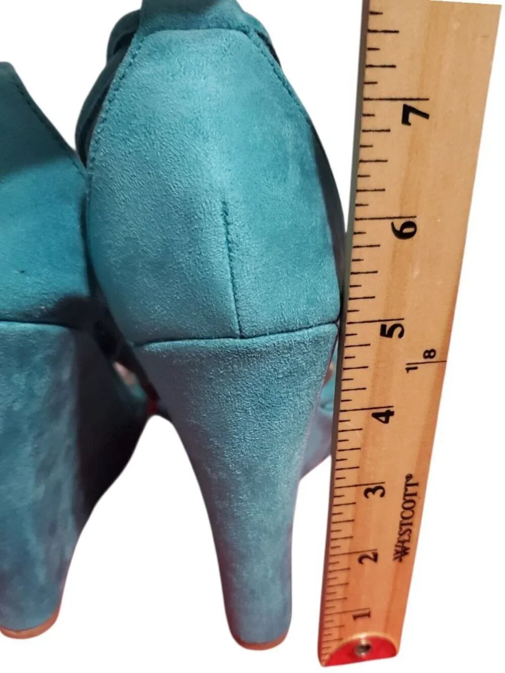 Lioliana Suede Lace-Up Platform Wedge Sandals Teal Blue Size 8